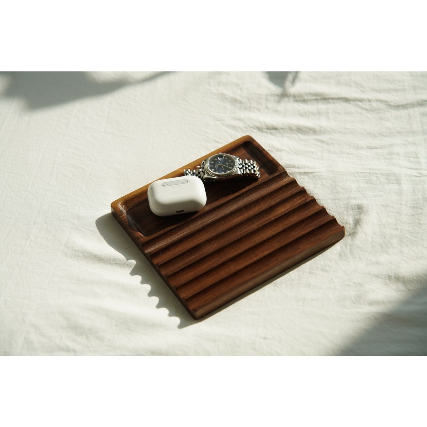 기치 프리미엄 수제 목재 월넛 필기구 정리 도우미