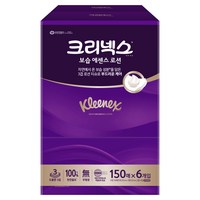 크리넥스 보습 에센스 로션 3겹 천연펄프 미용티슈, 150매, 6개