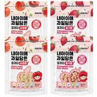 내아이애 과일담은 자일리톨 쌀과자 퍼프링, 사과 2p + 딸기 2p, 1세트