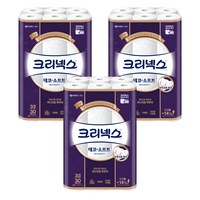 크리넥스 데코 앤 소프트 천연펄프 3겹 고급롤화장지, 27m, 30개입, 3개