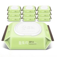 꿈토리 뉴 가득찬챔프 엠보싱 유아물티슈 캡형 55gsm, 300g, 100매, 10팩