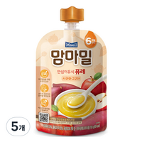 맘마밀 안심 이유식 퓨레 6개월부터 100g, 사과와 고구마, 5개