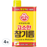 오뚜기 고소한 참기름 캔, 500ml, 4개