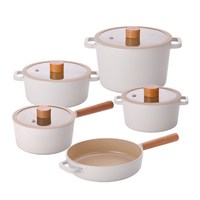 키친웰 토리 IH 인덕션 세라믹냄비 5종 세트, 베이지, 양수 16cm + 20cm + 편수 18cm + 곰솥 22cm + 프라이팬 22cm, 1세트