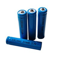 10440 AAA 충전식 리튬 이온 배터리 버튼 탑 ICR10440 350mAh 3.7V 3A, 4개, 1개입