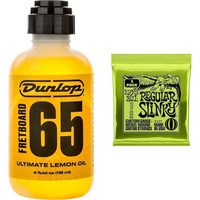 Jim Dunlop 6554 Dunlop Ultimate 레몬 오일 4oz. & Ernie Ball 레귤러 슬링키 니켈 상처 일렉트릭 기타 현 3 팩 - 10-46 게이지, 오일 + 기타줄 3팩