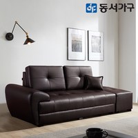 동서가구 조이 디자인 3인용 가죽 소파 스툴 세트 DF624771, 초코브라운A타입 우측