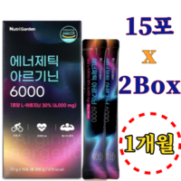 고함량 액상 L아르기닌 6000mg x 15포 x 2박스 1개월 타우린 비타민C 마카 아르지닌 글루콘산아연 에너제틱 높은 흡수율 남성 활력 피로 스틱 타입 근육 근력 운동 지구력, 2개, 300g