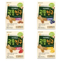 아이배냇 곡물친구, 딸기+치즈+고구마+블루베리, 1세트, 40g