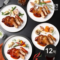 [특가][푸라닭] 닭다리살 스테이크 130g 4종 12팩, 1세트, 혼합 12팩(매콤3/파불로3/블랙3/갈릭3)