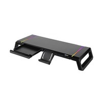 앱코 MES100 사이드 폴딩 RGB 데스크 오거나이저 USB 3.0 모니터 받침대, 블랙, 1개