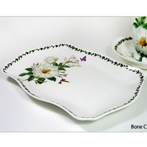 그린 목련 주름타원접시 2개, 혼합 색상