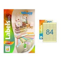 [올바른] 칼라라벨 연노랑 (레이저 잉크젯공용) -84칸(4X21), 50매, AL084PY