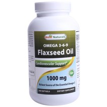 베스트내츄럴스 오메가 3-6-9 아마씨유 1000mg 글루텐 프리 무설탕 소프트젤, 240개입, 1개