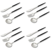 큐티폴 고아 디너 3종 4인 세트, 블랙, 디너 나이프 4p + 디너 포크 4p + 디너 스푼 4p