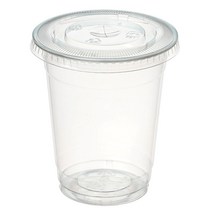 커피촌 투명 PET 아이스컵+평뚜껑, 100개, 1세트