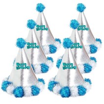파티팡 미니 솜방울 고깔모자, 블루, 6개입