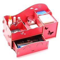 필립로지스틱 스마일나비 2단 DIY 뷰티박스 정리함, 레드, 1개