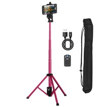 INTO 고강도 2in1 블루투스 삼각대 셀카봉 134cm VCT-88, VCT-88(핑크)