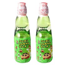 크레용신짱라무네 탄산음료 멜론, 200ml, 2개