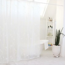프리스페이스 샤워커튼 민들레홀씨, 1세트, 화이트계열