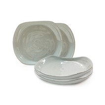 광주요 조합토 편사각접시 소 4p, 연쑥빛, 4개
