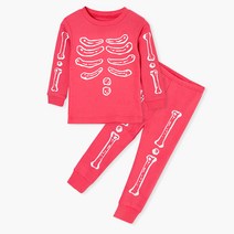 유니프랜드 아동용 핑크할로윈 오가닉 20수 후라이스 9부 실내복 상하세트