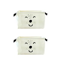 더자카 애니멀 페이스 사각 바스켓, 화이트, 2개