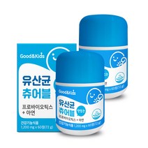 내츄럴플러스 굿앤키즈 유산균 츄어블, 60정, 2개