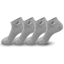 크로커다일 남성용 스포츠 자수 쿠션 루키 스니커즈 양말 CD216 4족, 그레이