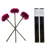 아제르퍼시픽 아트 플라워 골드메리 3p + 디퓨저 스틱 20p, 조화 (퍼플), 스틱 (블랙), 1세트