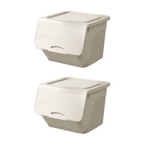 뚜껑형 리빙박스 L 46L, 베이지, 2개