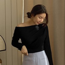 여성용 페미닌 보트넥 드레이프 티셔츠