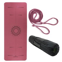 고무나라 TPE PRO 센터 라인 요가 매트 + 보관 스트랩 + 가방, 브라운버건디