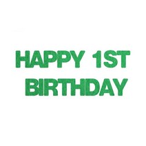와니데코_접착이니셜 _HAPPY 1ST BIRTHDAY, 그린