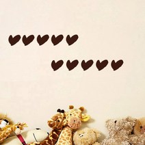 1AM 이니셜 스티커 진갈색 하트 10개입, 중 (12 x 12cm), 2세트