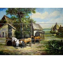 말들이 묶여진 시골마을의 풍경 Scenery-031, 6장