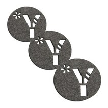 레이저 커팅 펠트컵받침 이니셜 Y 3개, 다크그레이