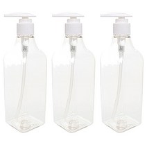 병도매닷컴 DNS500 디스펜서 500ml 3개, 용기(사각투명), 캡(206흰색)