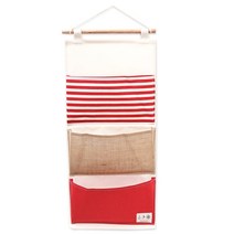 더자카 패브릭 3칸 벽 수납포켓, 슬림레드, 1개