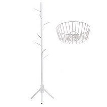 오션웰리빙 원목 스탠드행거 + 수납바구니, 화이트(행거), 화이트(수납바구니)