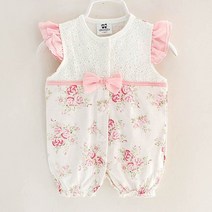 조이멀티 여아용 민소매 장미패턴 바디슈트