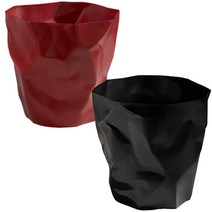 리버그린 구김 디자인 인테리어 휴지통, 레드, 블랙, 2개입