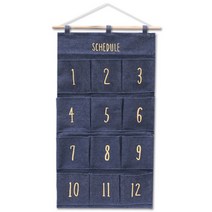 더자카 패브릭 12칸 숫자 벽 수납포켓, 네이비