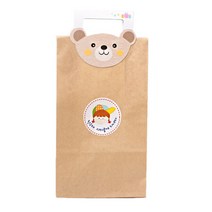 피크닉하우스 곰돌이 손잡이스티커 20p + 크라프트 각대종이봉투 20p + 소녀 원형스티커 20p, 혼합 색상, 1세트