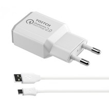 요이치 퀄컴 2.0 리버스 고속 USB 충전기 CTC-QC20 + C타입 케이블 1.5m, 1세트