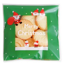 봄91 산타창문 접착 쿠키포장봉투 그린, 100개입, 1개