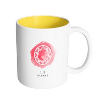 핸드팩토리 라인탄생석 1월 가넷 머그컵, 내부 옐로우, 1개