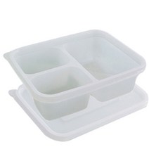 황씨네도시락 미니PP내열 일회용도시락 3칸 본체 + 뚜껑, 30개입, 1세트