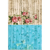 로엠디자인 실리콘 식탁매트 마루 위 장미 + 자전거, 혼합 색상, 385 x 285 mm